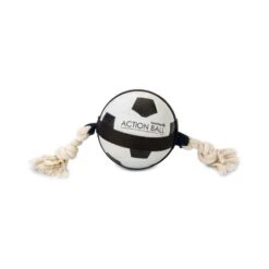 Hondenspeelgoed Action Voetbal Met Touw - 12,5 Cm