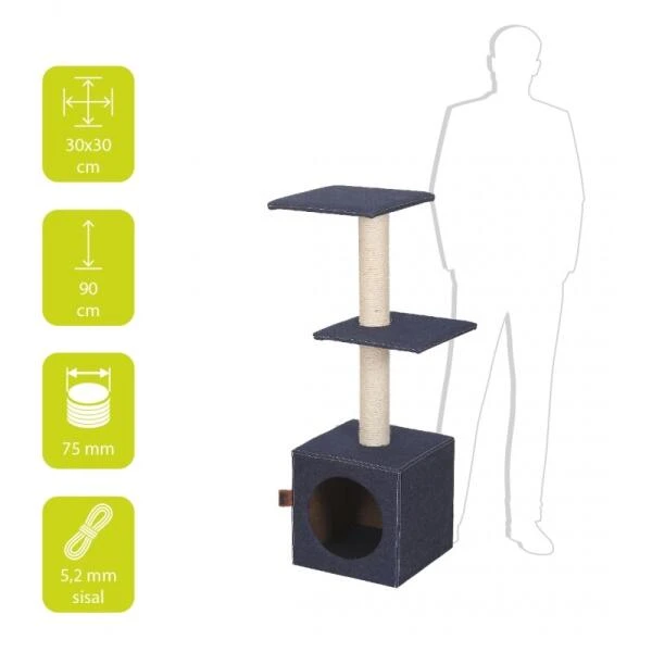 Krabpaal Palazzo Denim - 30 × 30 × 90 Cm 7 Krabpaal Palazzo Denim - 30 × 30 × 90 Cm - Afbeelding 5