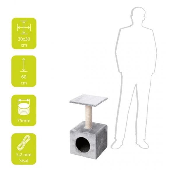 Krabpaal Classic Abey Grijs - 30 × 30 × 60 Cm 4 Krabpaal Classic Abey Grijs - 30 × 30 × 60 Cm - Afbeelding 2