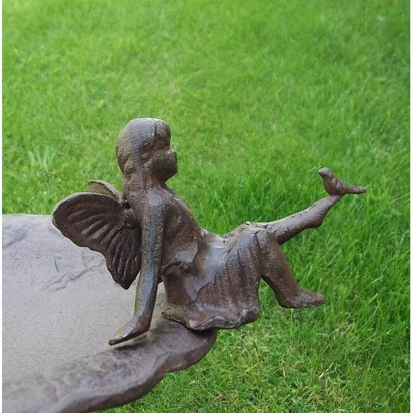 Vogelbad Gietijzer Op Voet Met Elfje 4 Vogelbad Gietijzer Op Voet Met Elfje - Afbeelding 2